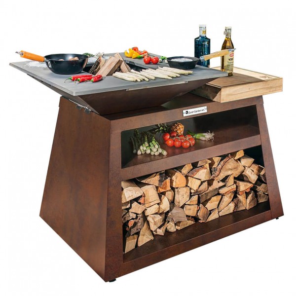 Дров'яний гриль-вогнище Quan Medium острів CORTEN - QN90048 Купить Дров'яний гриль-вогнище Quan Medium острів CORTEN - QN90048 в магазине Grill Point