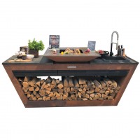 Вулична кухня Quan Quadro Rolling Corten з мийкою