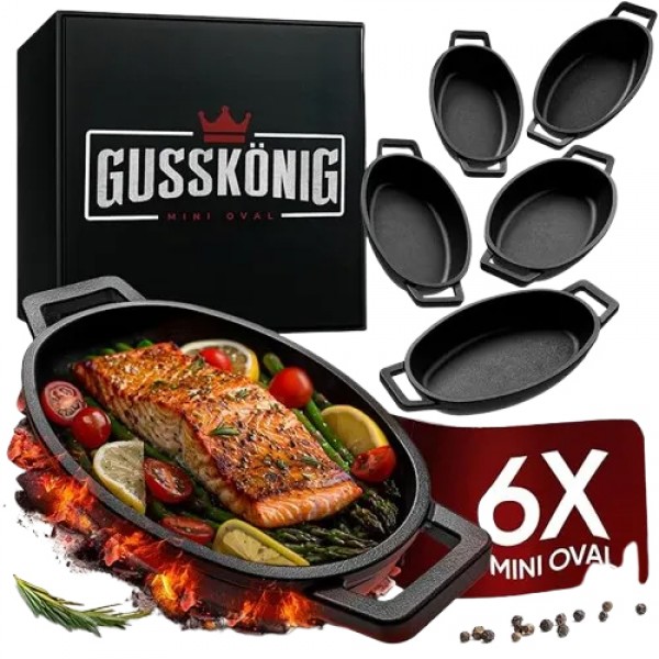 Купить Набор чугунных овальных сервировочных сковородок Gusskoenig, 6шт. - 170134 в магазине Grill Point