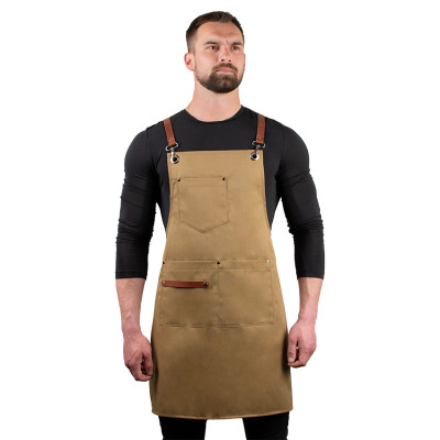 Кухарський фартух Daddy Smoke із тканини бежевий