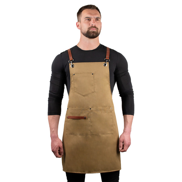 Купить Кухарський фартух Daddy Smoke із тканини бежевий - 30030034 в магазине Grill Point