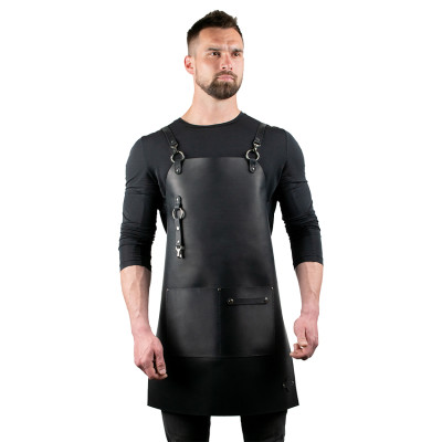 Шкіряний фартух Daddy Smoke чорний