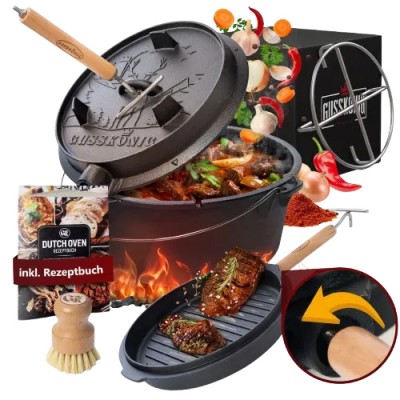 Чавунний казан Gusskönig 4,5 л з кришкою-пательнею + книга… 