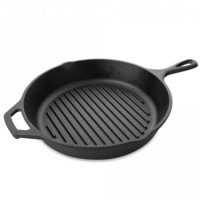 Чугунная гриль-сковорода Ø30 с ручкой см GRILLI