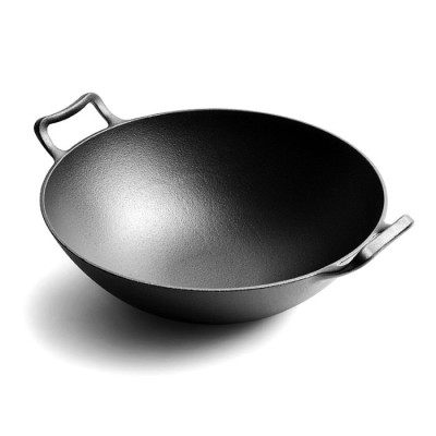 Чугунный вок со стеклянной крышкой Ø33 см GRILLI