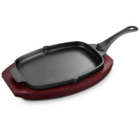 Чугунная сковорода со съемной ручкой и подставкой 33,5х21 см.