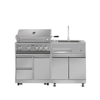 Уличная кухня-барбекю с газовым грилем Kapitan и мойкой GRILLI