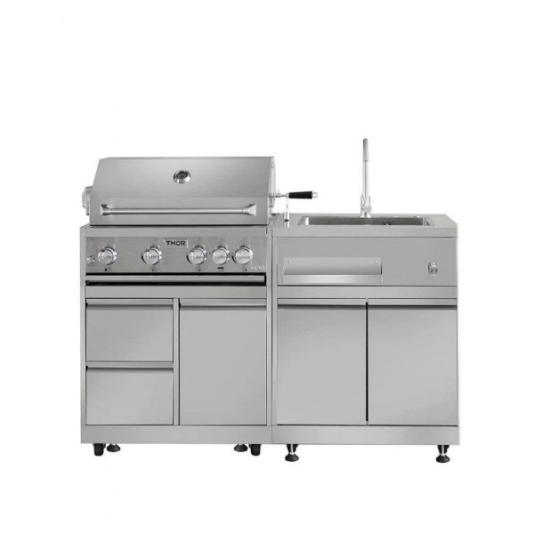 Купить Уличная кухня-барбекю с газовым грилем Kapitan и мойкой GRILLI - 777437 в магазине Grill Point