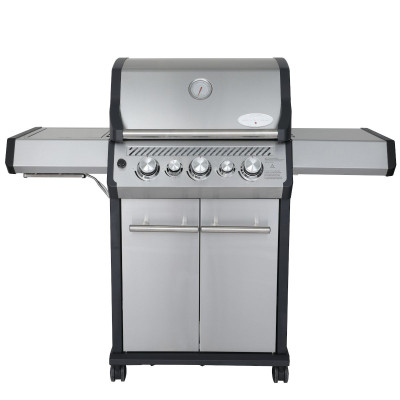 Газовий гриль SANTOS S-318, з бічним і заднім пальниками, нержавіюча сталь