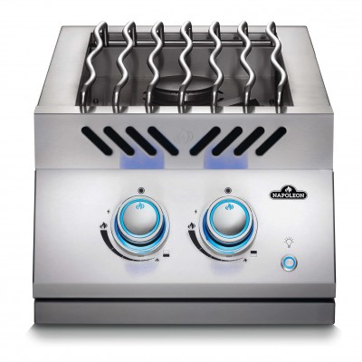 Подвійна конфорка Napoleon 700 для вбудовування з освітленням регуляторів та кришкою нержавіючої сталі