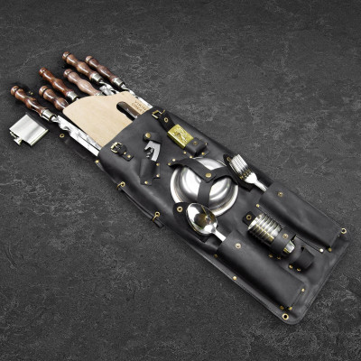 Набор шампуров "Путешественник" в кожаном кейсе 35 предметов