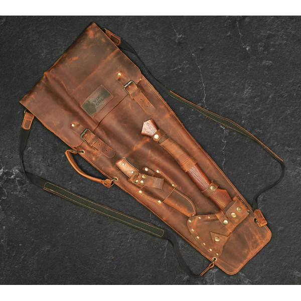 Купить Набір шампурів "Вожак" в шкіряному кейсі 8 предметів, рижий - LC-030 в магазине Grill Point