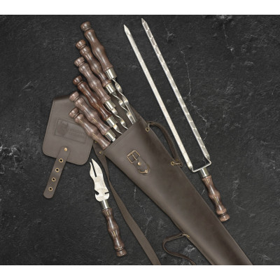 Набор шампуров "Асгард" в кожаном кейсе 8 предметов