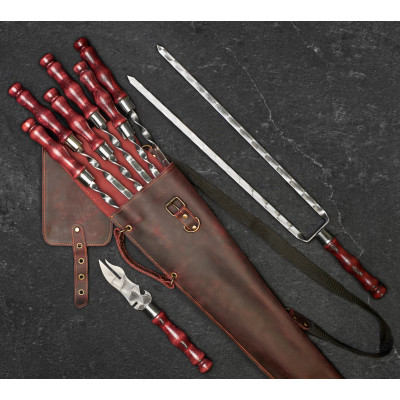 Набор шампуров "Асгард" в кожаном кейсе 8 предметов