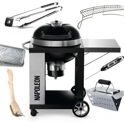 Комплект угольный гриля Napoleon PRO CART 57 см со столиком на колесах.