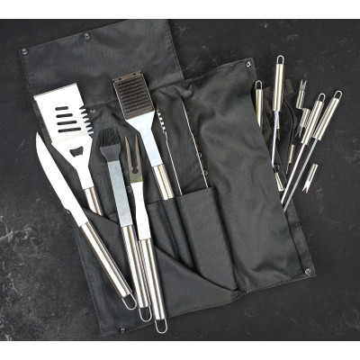 Подарочный набор для гриля и барбекю "Мани" - 18 предметов в тканевом кейсе.