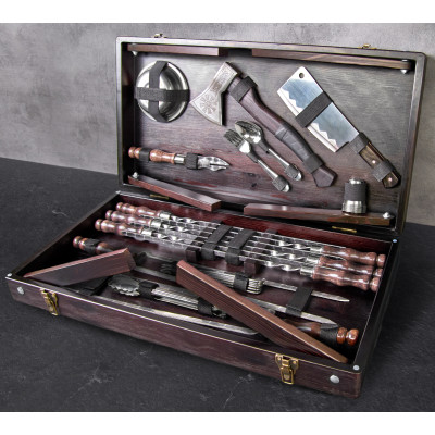 Подарочный набор для мангала в деревянном кейсе Деллинг, 42 предмета