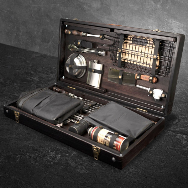 Купить Подарунковий набір для мангалу в дерев'яному кейсі  Форсеті 2.0, 42 предмети - WC-003 в магазине Grill Point