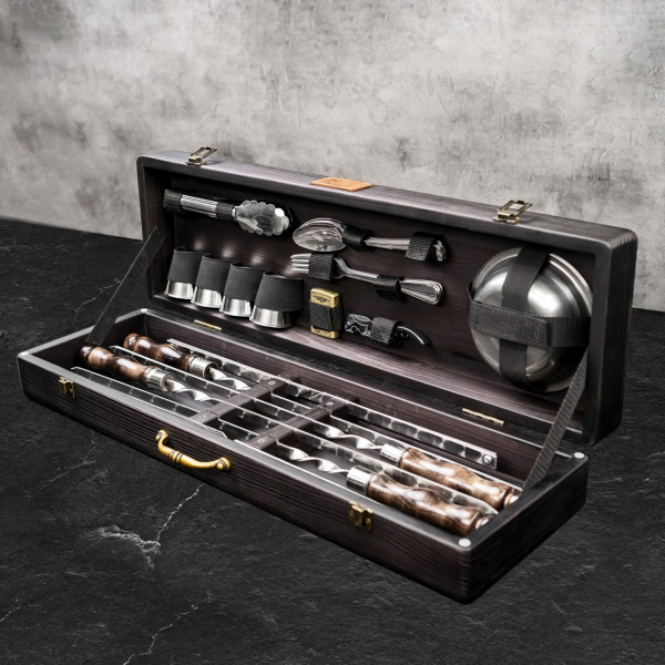 Купить Подарунковий набір для мангалу в дерев'яному кейсі Скейд, 25 предметів - WC-014 в магазине Grill Point