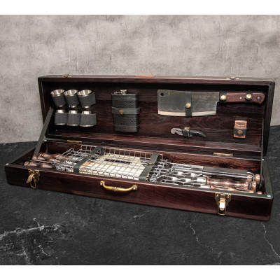 Набор для мангала "Сага" в деревянном кейсе 20 предметов.