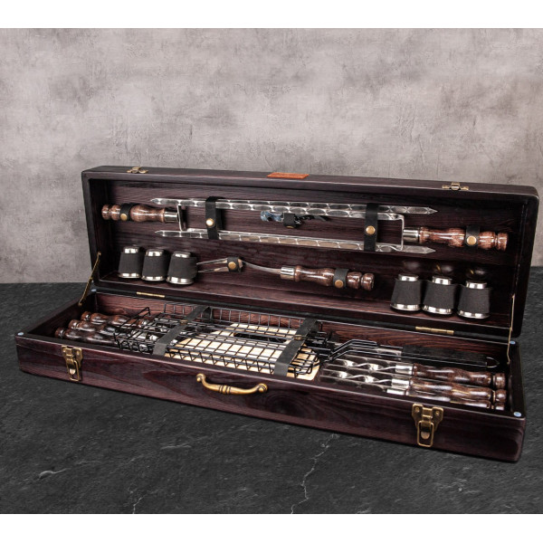 Купить Набір для мангалу "Скаді" в дерев'яному кейсі 20 предметів - WC-020 в магазине Grill Point