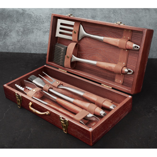 Купить Набір для грилю "Го́тланд" в дерев’яному кейсі 5 предметів - WC-023 в магазине Grill Point