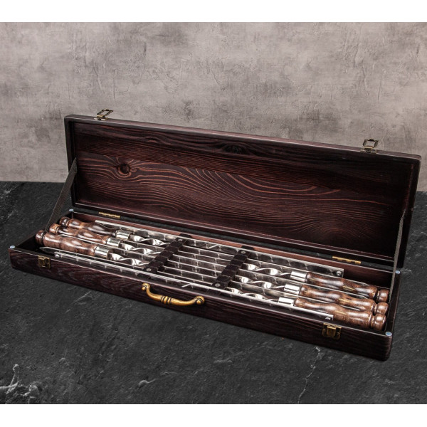 Купить Набір шампурів "Драккар" в дерев'яному кейсі 8 предметів - WC-024 в магазине Grill Point