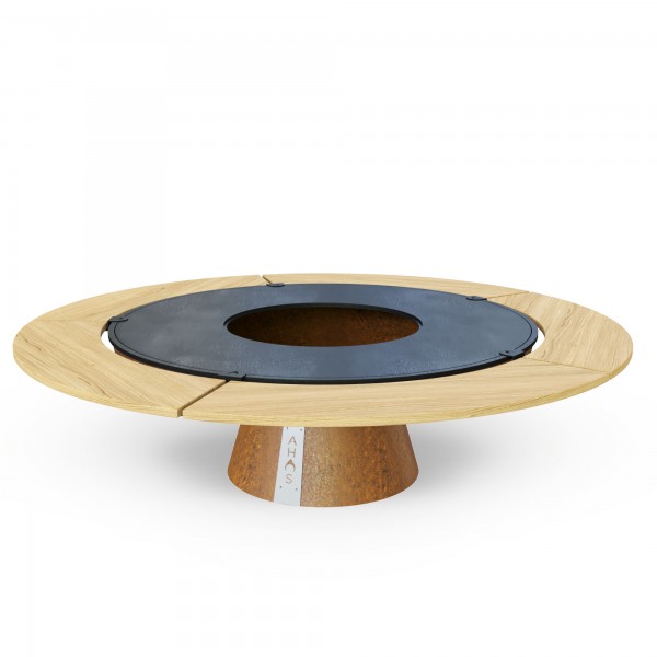 Купить Дров'яний гриль- вогнище AHOS BIG SPHERE LOW 100 см зі столом, іржавий - axos_big_sfera_iron в магазине Grill Point